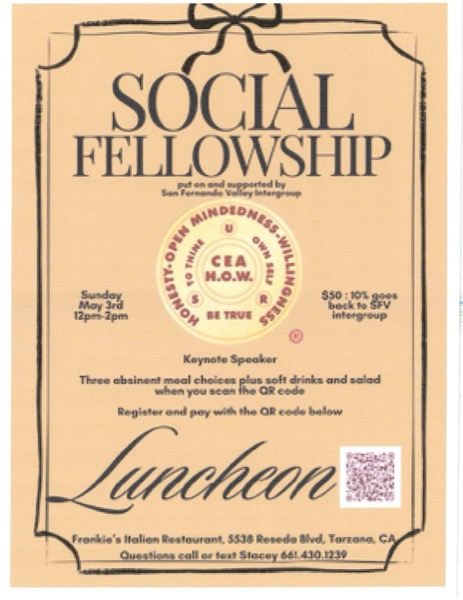SFV Social Fellowship Luncheon flyer