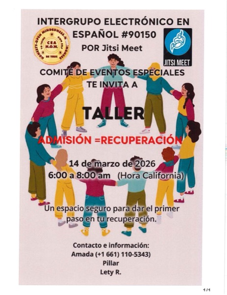 Workshop: Acceptance = Recovery flyer